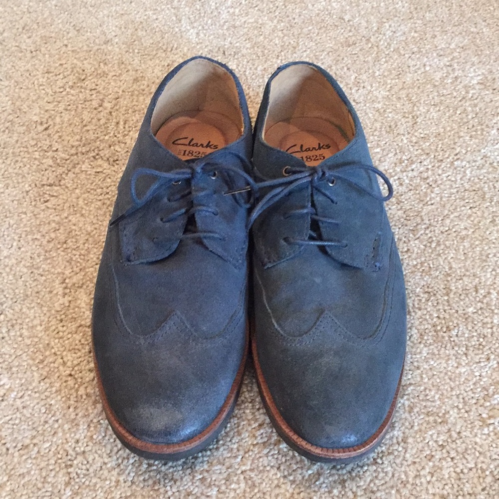Clarks suede derby shoes.